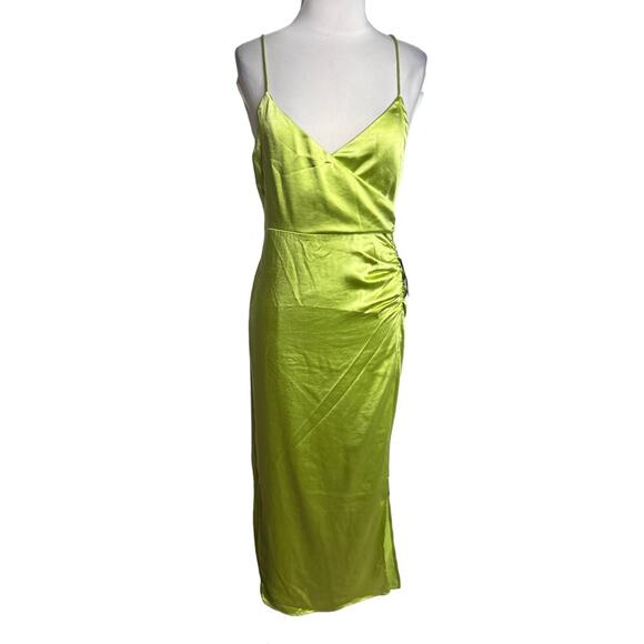 NWT OPT lime satin strappy dress Sz XS - Picture 1 of 8